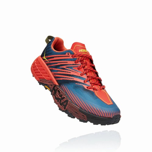 Hoka One One SPEEDGOAT 4 Trail Running Shoes For Men India Blue/Red IN-4580